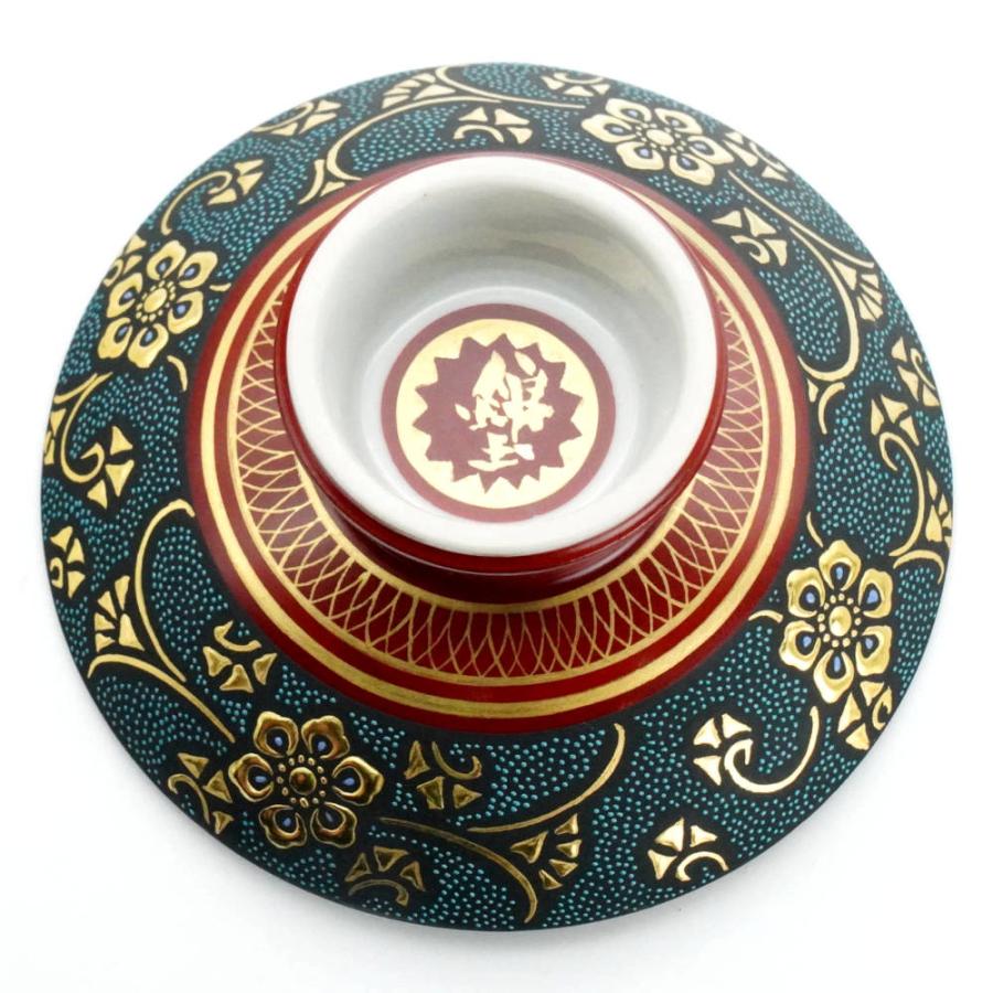 九谷焼 六角香炉 仲田錦玉 渦打青粒金唐草 青粒 九谷焼 香炉