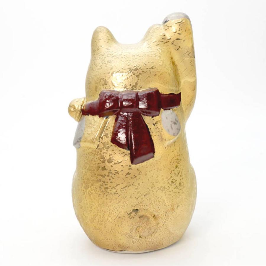 九谷焼 招き猫（右手金運招き猫）4.8号金彩（布団付）10012534 : 北山 