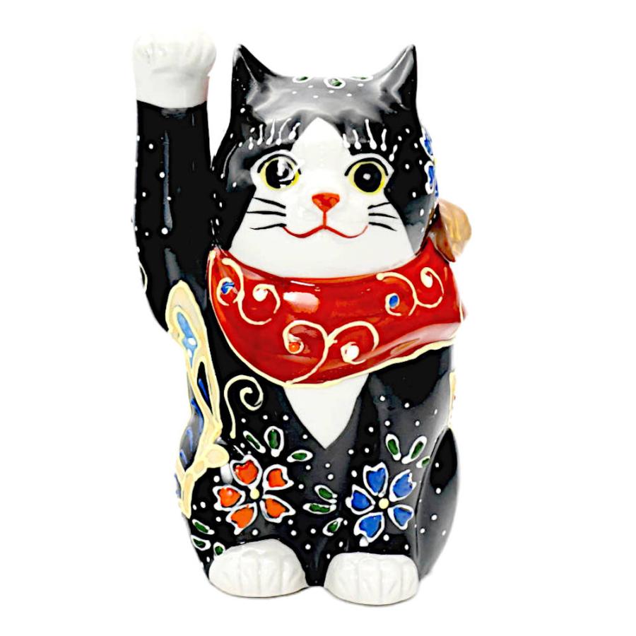 九谷焼 招き猫 右手金運招き猫 5号胡蝶文 10012546 北山堂 - 通販 - Yahoo ショッピング