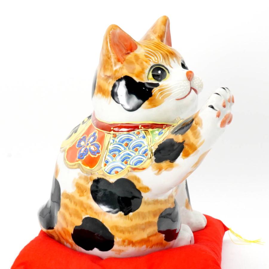 九谷焼 招き猫 タッチ猫 6.5号毛長三毛（布団付）10012692 : 北山堂