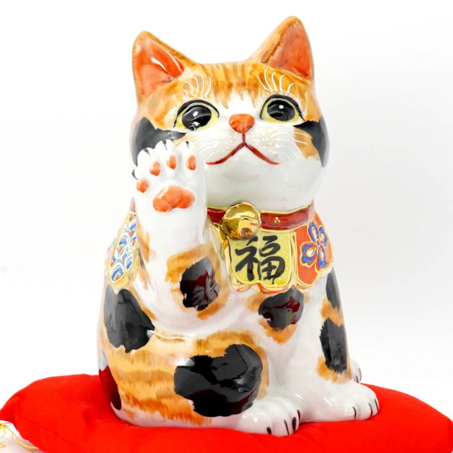 九谷焼 招き猫 タッチ猫 6.5号毛長三毛（布団付）10012692 : 北山堂