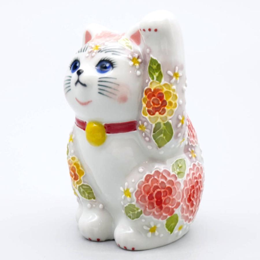 九谷焼 下野邦子 九谷焼招き猫（左手人お客招き猫）3号下絵イッチン華