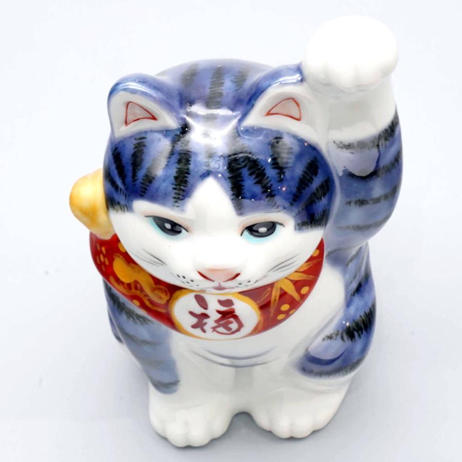 九谷焼 招き猫（左手人お客招き猫）4号紫釉彩 : 北山堂 - 通販 - Yahoo 