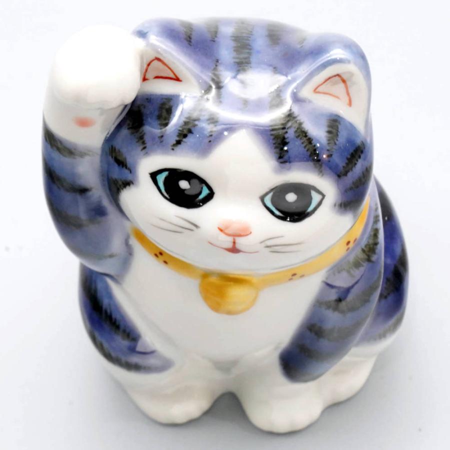 九谷焼招き猫　紫釉彩 九谷焼 招き猫（右手金運招き猫）3号紫釉彩 : 北山堂 - 通販 - Yahoo