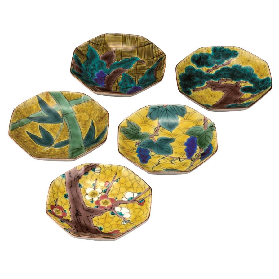 九谷焼 八角形皿 5枚セット