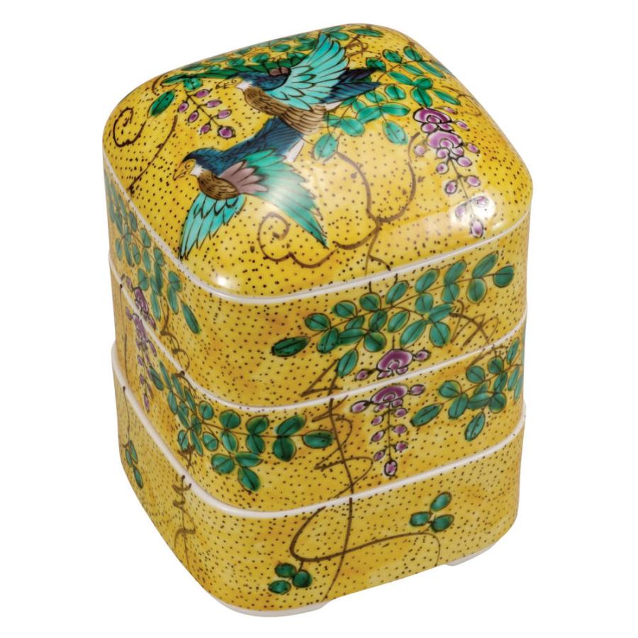 九谷焼 三段重(重箱)吉田屋花鳥K8-395 : 北山堂 - 通販 九谷焼 三段重(重箱)吉田屋花鳥K8-395 : 北山堂 - 通販