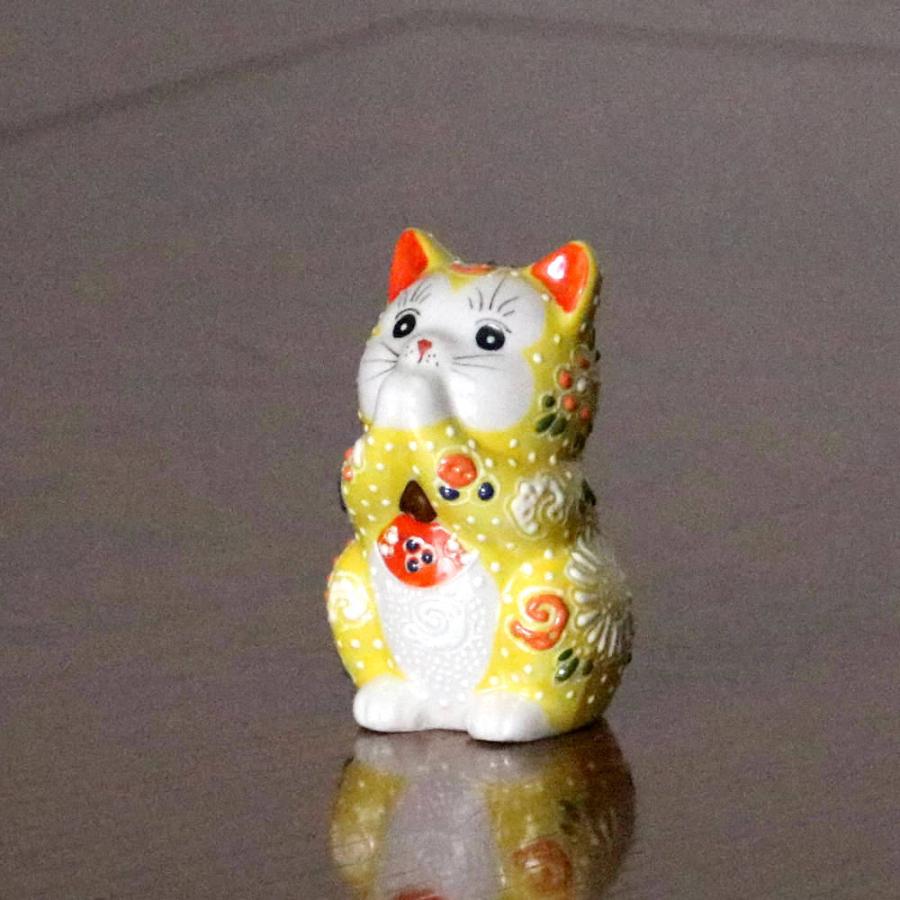 九谷焼 九谷焼お祈り猫（招き猫）2.7号黄盛 : 北山堂 - 通販