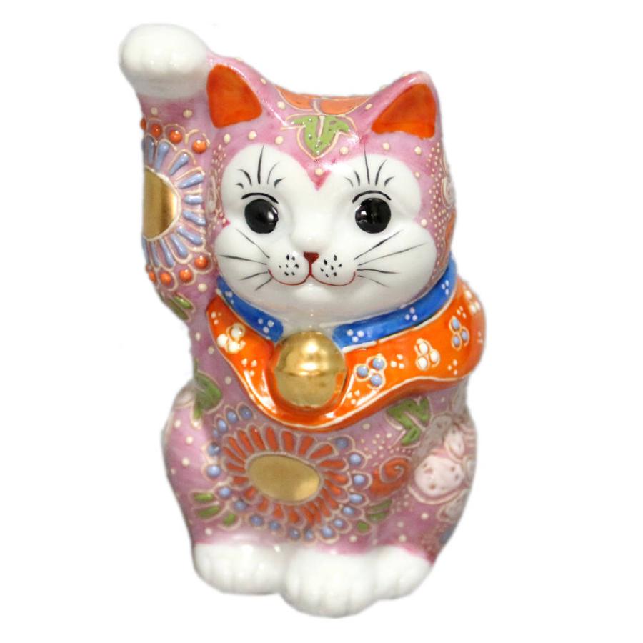 通販 九谷焼 招き猫右手 九谷焼 招き猫 置物 三毛猫 右手挙げ 公式通販