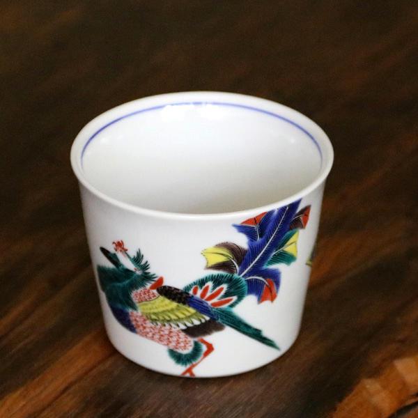 九谷焼 ＼在庫限り／ 九谷焼 青郊窯猪口（そば猪口）古九谷色絵鳳凰文