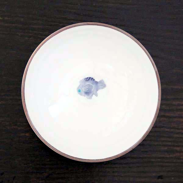 九谷焼 組飯碗（夫婦茶碗）魚文 [ご飯茶碗ペアセット] : 北山堂