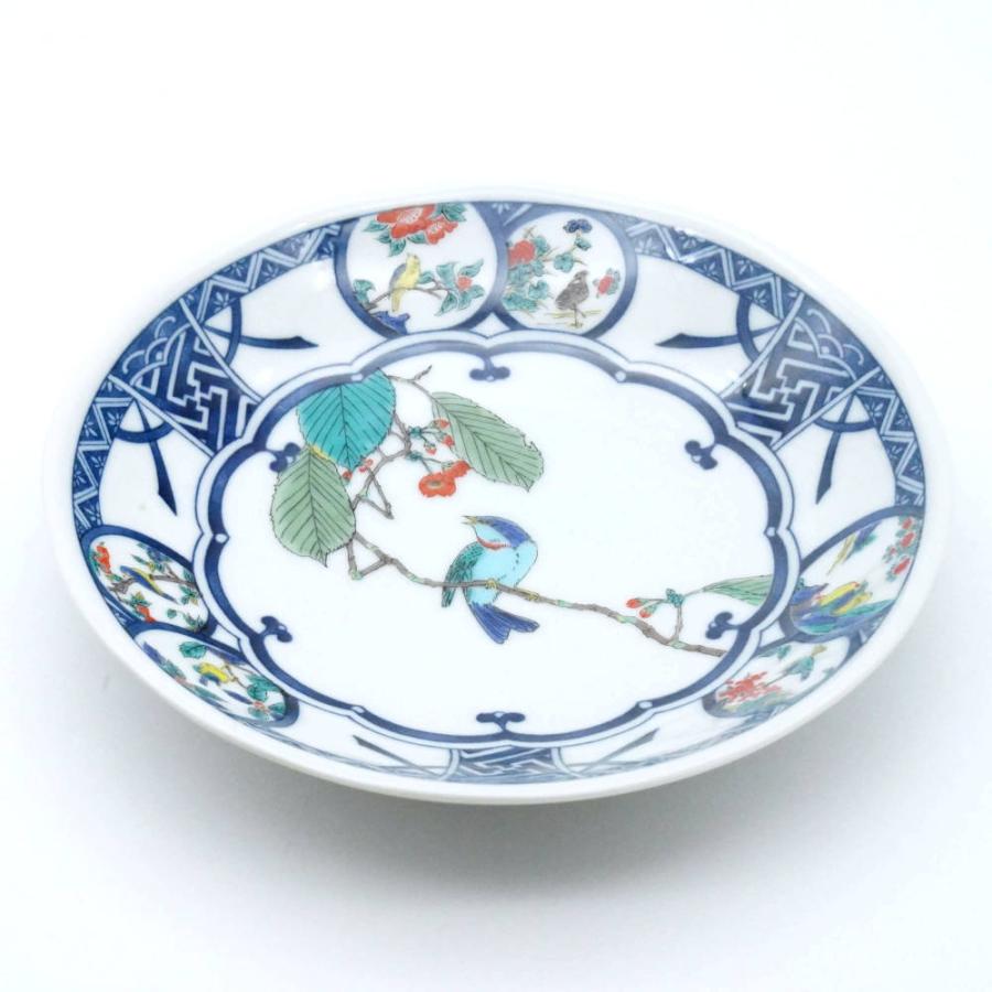 九谷焼 ＼在庫限り／ 青風窯5.8号皿揃（5枚セット）染付丸紋花鳥