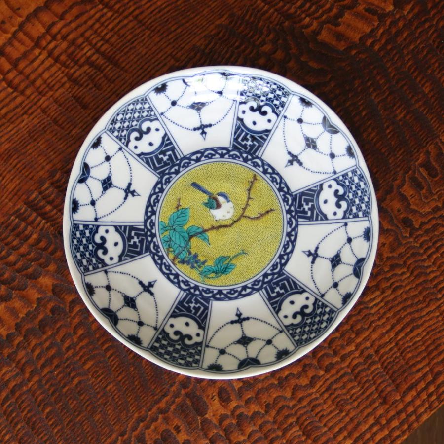 九谷焼 名工 二代 【山岸 政山】青九谷 吉田屋双鳥図 飾皿 九谷焼 名工 二代 【山岸 政山】青九谷 吉田屋双鳥図 飾皿