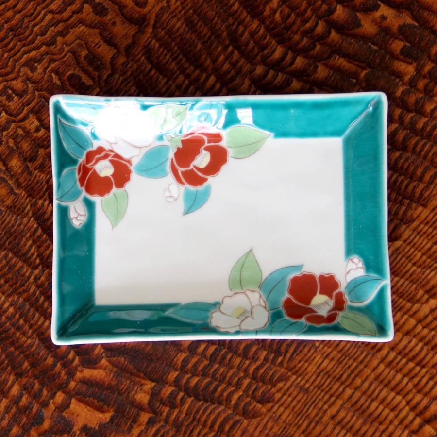九谷焼 青郊窯5.7号皿揃（角皿5枚セット）四季の花SK-183 : 北山堂