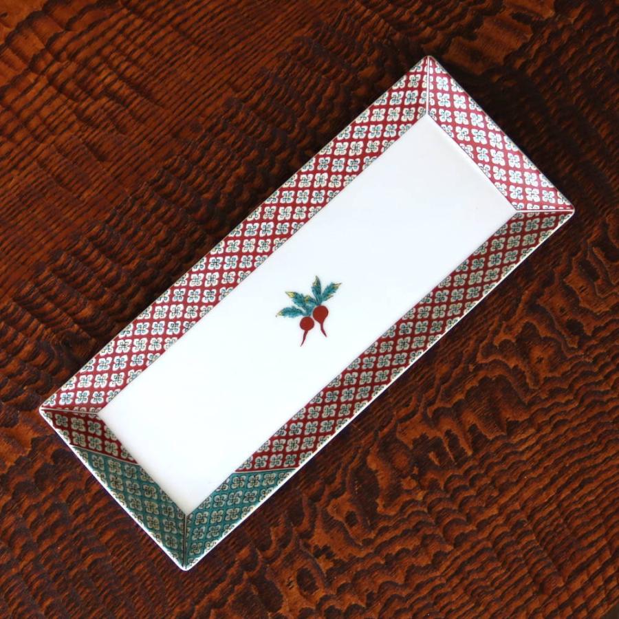 九谷焼 青郊窯8号長角皿揃（5枚セット）赤かぶSK-