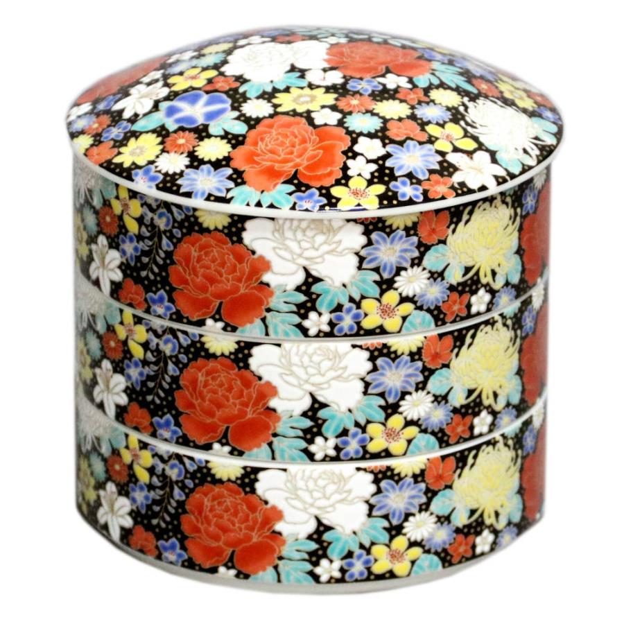 九谷焼 青郊窯三段重（重箱）花詰 黒SK-457 : 北山堂 - 通販 - Yahoo