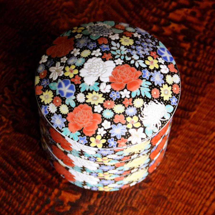 九谷焼 青郊窯三段重（重箱）花詰 黒SK-457 : 北山堂 - 通販 - Yahoo