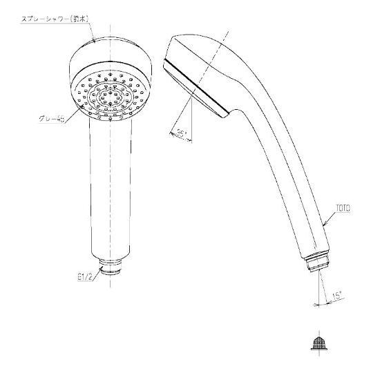 TOTO水回り部品 浴室 シャワー金具 シャワーヘッド：シャワー