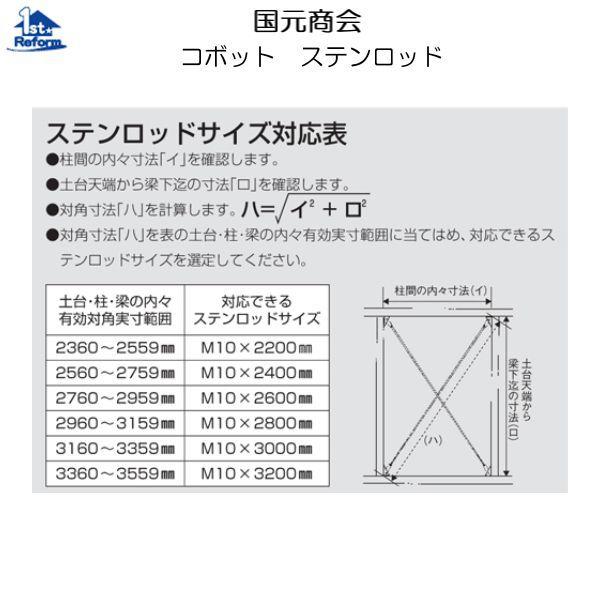 リフォーム用品 耐震・防災 構造の耐震 耐震補強金物：国元商会 ステンロッド（２本セット） M10×1800ｍｍ 商品コード 6270-0492｜hokusei｜02