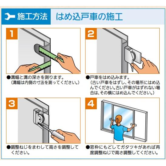 リフォーム用品 金物 窓の金物 はめ込戸車：家研販売 アルミサッシ用取 