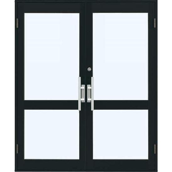 YKKAP店舗 店舗ドア7TD 両開き[複層ガラス] 1ロック仕様：中桟付き[幅1690mm×高2018mm]