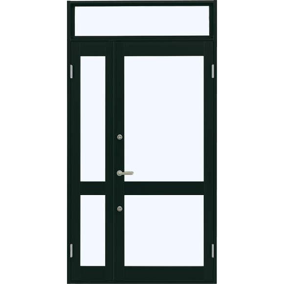 YKKAP店舗 店舗ドア7TD 親子[複層ガラス] 2ロック仕様：中桟付き・ランマ付き[幅1235mm×高2330mm]