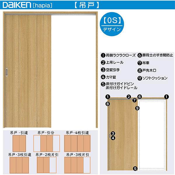 DAIKEN室内ドア ieria(イエリア)リビングドア 吊戸 引き分け戸 価格帯162520円〜：0Sデザイン　幅:3255mm　高さ:2033mm