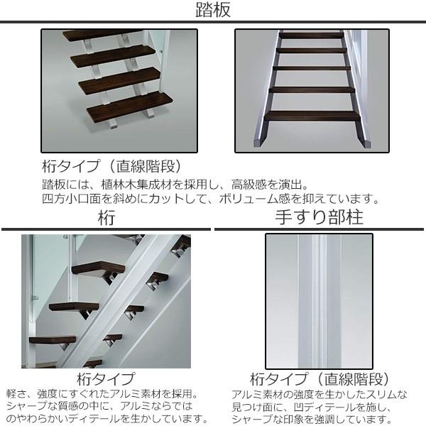 YKKAPアルミインテリア オープンリビング階段 桁タイプ[直線階段] 片側手すり ドットポイント： 上り切り ５段[幅772〜840mm×高965〜1050mm]の画像