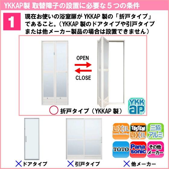 YKKAP浴室 ドアリモ浴室 リフォーム折戸 取替用障子：取替障子A(※枠なし)の画像