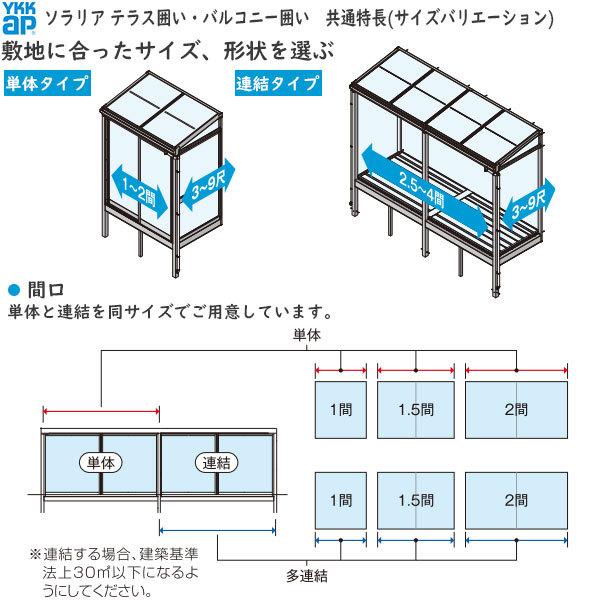 YKKAPウォールエクステリア 囲い ソラリアテラス囲い[スタンダードタイプ] 積雪50cm地域用 デッキ納まり：[幅1820mm×奥行1170mm]｜hokusei｜02