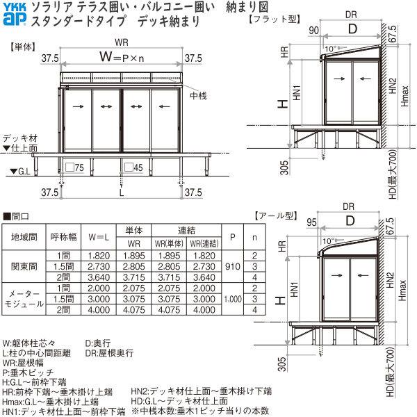 YKKAPウォールエクステリア 囲い ソラリアテラス囲い[スタンダードタイプ] 積雪50cm地域用 デッキ納まり：[幅4000mm×奥行1470mm]_11