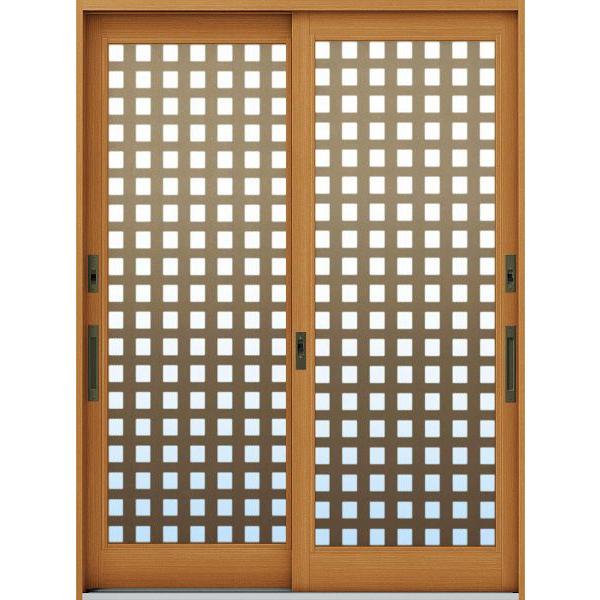 断熱玄関引戸 れん樹[伝統和風] 6尺2枚建[ランマ通し] A11[木目柄]：複層ガラス[幅1640mm×高2230mm]　ykk　YKK玄関引き戸　れんじゅ　玄関戸 【土間】