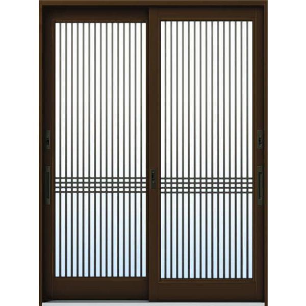 YKKAP玄関 玄関引戸 れん樹[伝統和風] 6尺2枚建[ランマ無] Ａ03[アルミ色]：単板ガラス[幅1690mm×高1930mm]　ykk　YKK玄関引き戸　引き戸　れんじゅの画像