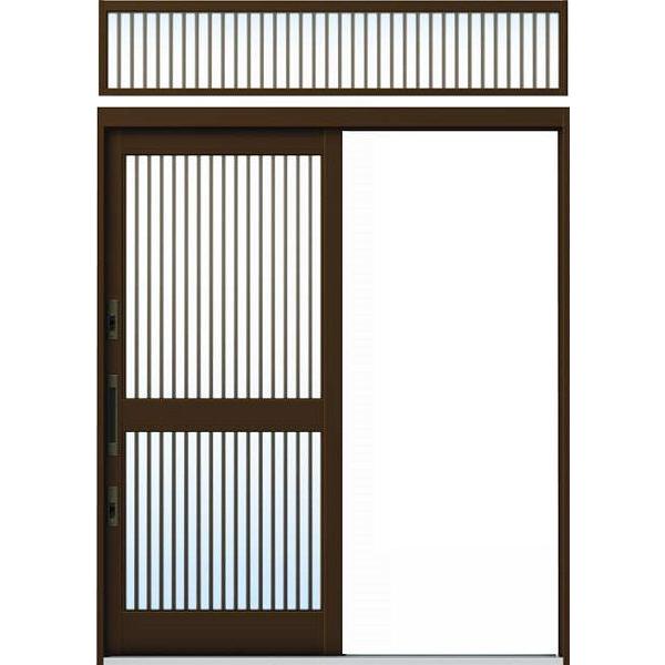 YKKAP玄関 玄関引戸 れん樹[伝統和風] 内片引込み戸[ランマ付] A03[アルミ色]：単板ガラス[幅1690mm×高1960mm]　ykk　YKK玄関引き戸　引き戸　れんじゅの画像
