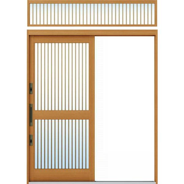 YKKAP玄関 玄関引戸 れん樹[伝統和風] 内片引込み戸[ランマ付] A03[木目柄]：単板ガラス[幅1690mm×高1960mm（350）]　ykk　YKK玄関引き戸　引き戸　れんじゅの画像