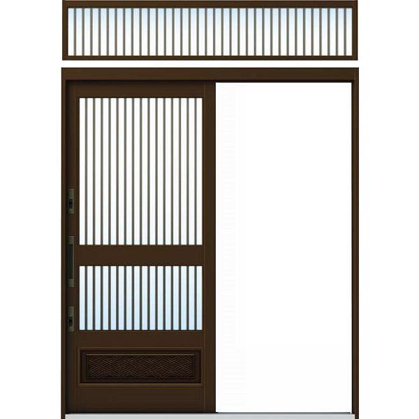 YKKAP玄関 玄関引戸 れん樹[伝統和風] 内片引込み戸[ランマ付] A04[アルミ色]：単板ガラス[幅1690mm×高1960mm]　ykk　YKK玄関引き戸　引き戸　れんじゅの画像