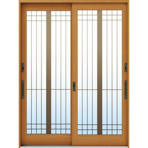 断熱玄関引戸 れん樹[伝統和風] 6尺2枚建[ランマ無] 【B-R】 A13[木目柄]：複層ガラス[幅1870mm×高1930mm]　ykk　YKK玄関引き戸　れんじゅ　玄関戸　