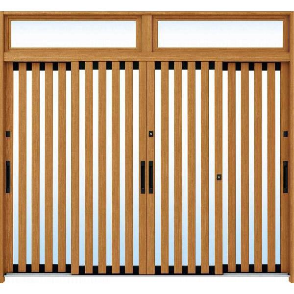 YKKAP玄関 玄関引戸 れん樹[伝統和風] 9尺4枚建[ランマ付] A01[木目柄]：単板ガラス[幅2600mm×高2330mm] ykk