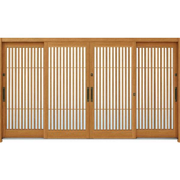 YKKAP玄関 玄関引戸 れん樹[伝統和風] 12尺4枚建[ランマ無] Ａ01[木目柄]：単板ガラス[幅3510mm×高1930mm]　ykk　YKK玄関引き戸　引き戸　れんじゅ　玄