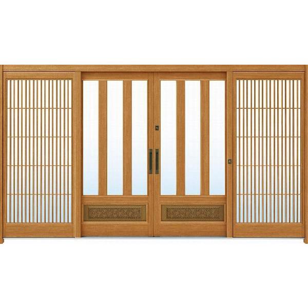れん樹 伝統和風 12尺引分け戸 ランマ無 住宅設備 引き戸 Ykkap玄関 Diy 工具 Des Sa08nlc Rw ノース ウエスト れんじゅ 玄関引戸 Ykk玄関引き戸 Ykk A08 木目柄 単板ガラス 幅3510mm 高1960mm