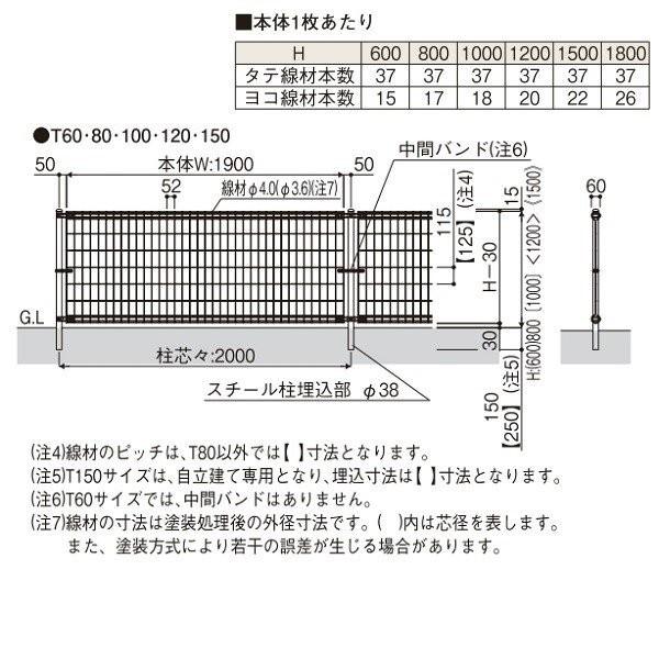 YKKAPガーデンエクステリア フェンス イーネットフェンス 2M型[水平地用]：[幅1900mm×高800mm]｜hokusei｜03