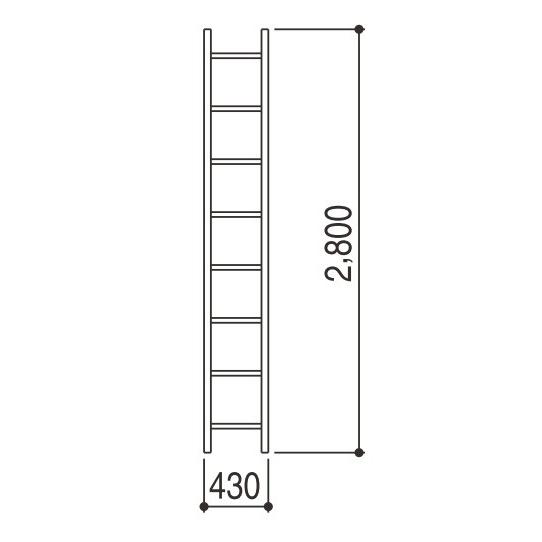 YKKAPウォールエクステリア アルミはしごエクスタラップII 本体ユニット：[幅430mm×高2800mm]　YKK　壁付けはしご　梯子　ハシゴ　屋上　タラップ｜hokusei｜03