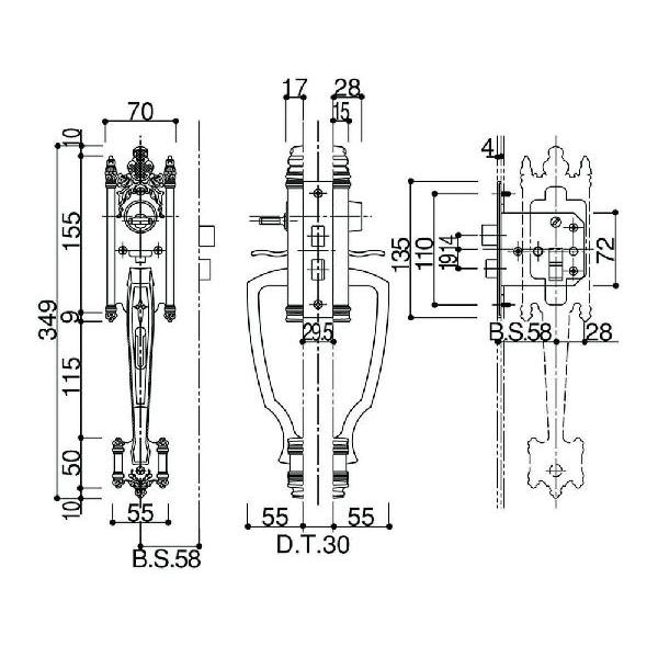 サムラッチハンドル(HH-J-0023) カムラッチハンドル 玄関ドア ハンドル交換 サムラッチハンドル錠の画像