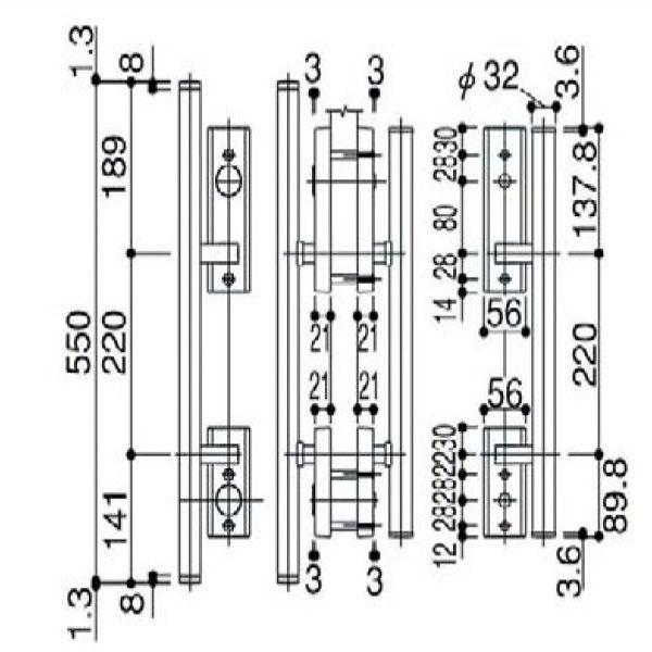 ドルセアFR ３枚 YKK AP プッシュプル 両開き用固定ハンドル(HH-J-0676) 両開きドア