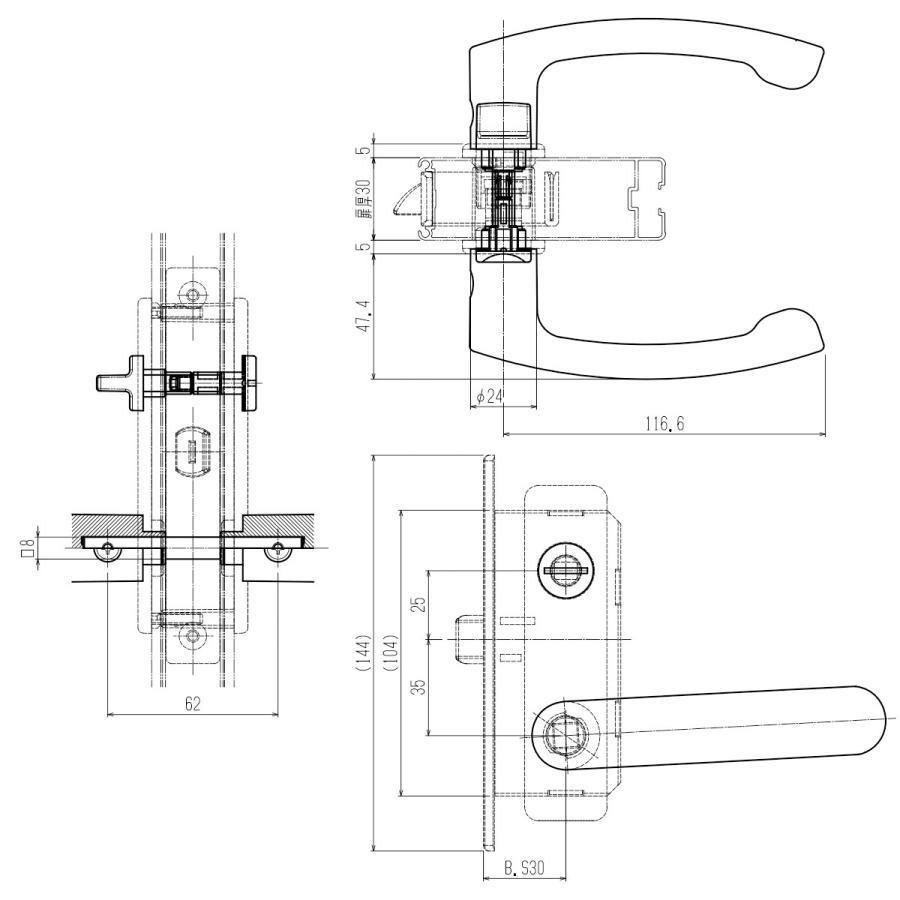 YKK AP YKKAP レバーハンドル(HH-K-38984) HHK38984 サニセーフ2