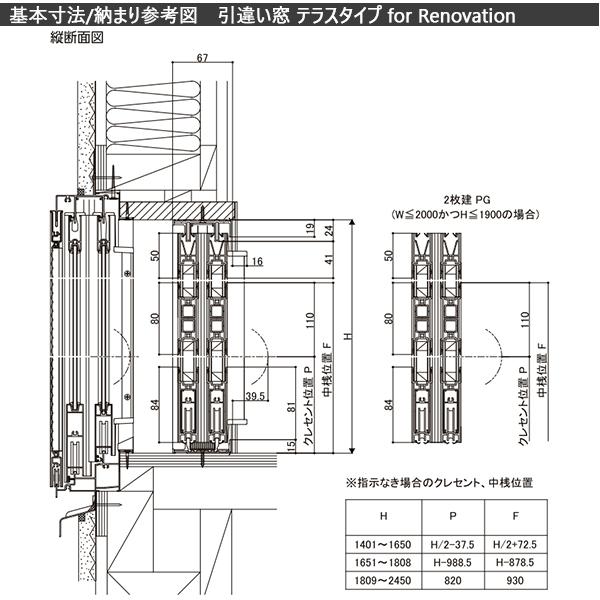 [通常配送対応不可]LIXILインプラス リノベーション 引き違い窓 4枚建[複層ガラス] 不透明4mm+断熱クリア3mmガラス：[幅3001〜4000mm×高1901〜2450mm]の画像