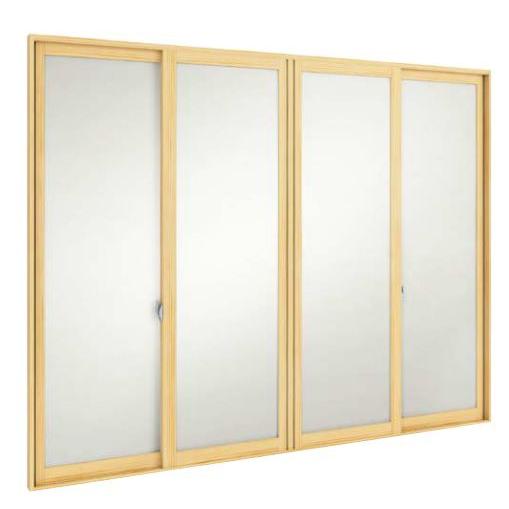 内窓MOKUサッシ 引違い窓 4枚建[単板ガラス] 型4mm：[幅2501〜2800mm×高1001〜1400mm]　WOODONE　ウッドワン　内窓　二重窓　二重サッシ　DIY　リ