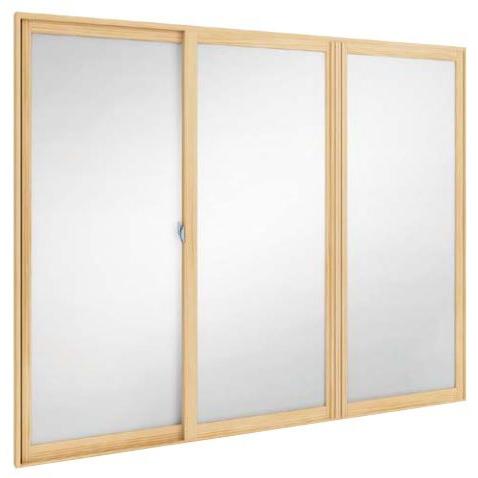 内窓MOKUサッシ 引違い窓 3枚建[単板ガラス]突合せタイプ 型4mm：[幅2501〜2900mm×高1001〜1400mm]　WOODONE　ウッドワン　内窓　二重窓　二重サッシ