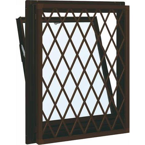 YKKAP窓サッシ 装飾窓 フレミングJ[複層防音ガラス] 面格子付内倒し窓 ラチス格子[透明4mm+透明3mm]：[幅640mm×高370mm]