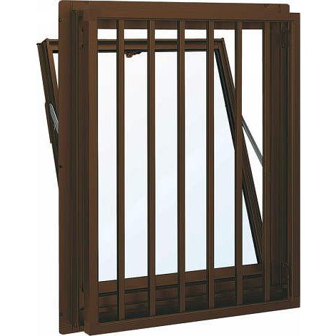 YKKAP窓サッシ 装飾窓 フレミングJ[複層防犯ガラス] 面格子付内倒し窓 たて格子[型4mm+合わせ透明7mm]：[幅730mm×高370mm]