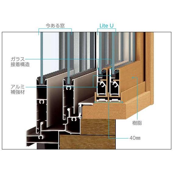 YKKAP窓サッシ　コンセプト窓　エコ内窓LiteU　引き違い窓[4mm不透明(型)ガラス]：[幅550〜1000mm×高250〜500mm]　YKKライトU　引違い　一般仕様　内窓　YKK